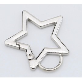 1pc Silver Star Carabiner Hook Clip Key Holder Carabiner Clip,Shaped Stainless Steel Keychain Clips Carabiners Snap Hook Holder for Keys and Wallet with Key Chain Rings,Keychain Carabiner Accessory