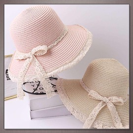 One Limitation CPA164 Straw Hat, Harajuku Style, Lace, Ribbon, Frill, Cute, Lolita, Women's, white