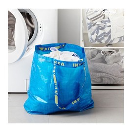 FRAKTA Carrier Bag, Medium, Blue, Length: 45 cm Depth: 18 cm Height: 45 cm Max. load: 25 kg Volume: 36 l, Easy to keep clean – just rinse and dry. - Takes little room to store as it folds flat. - Also suitable for waste sorting.
