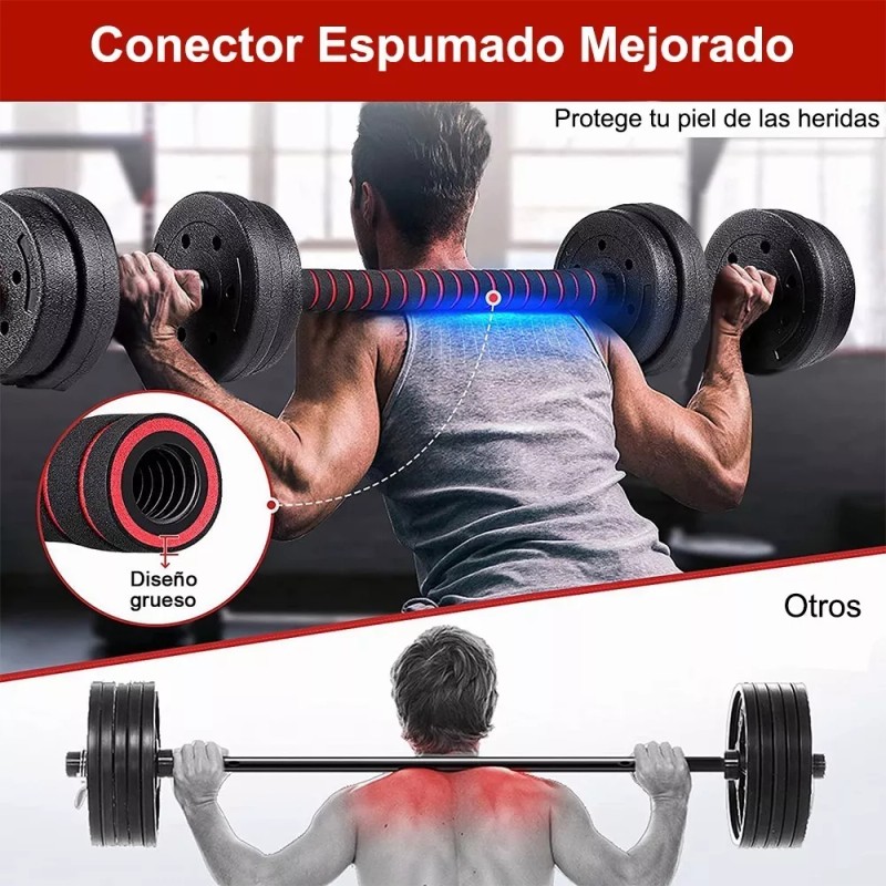 Lawuto Juego de mancuernas Lawuto barra recta ejercicio kit ajustables
