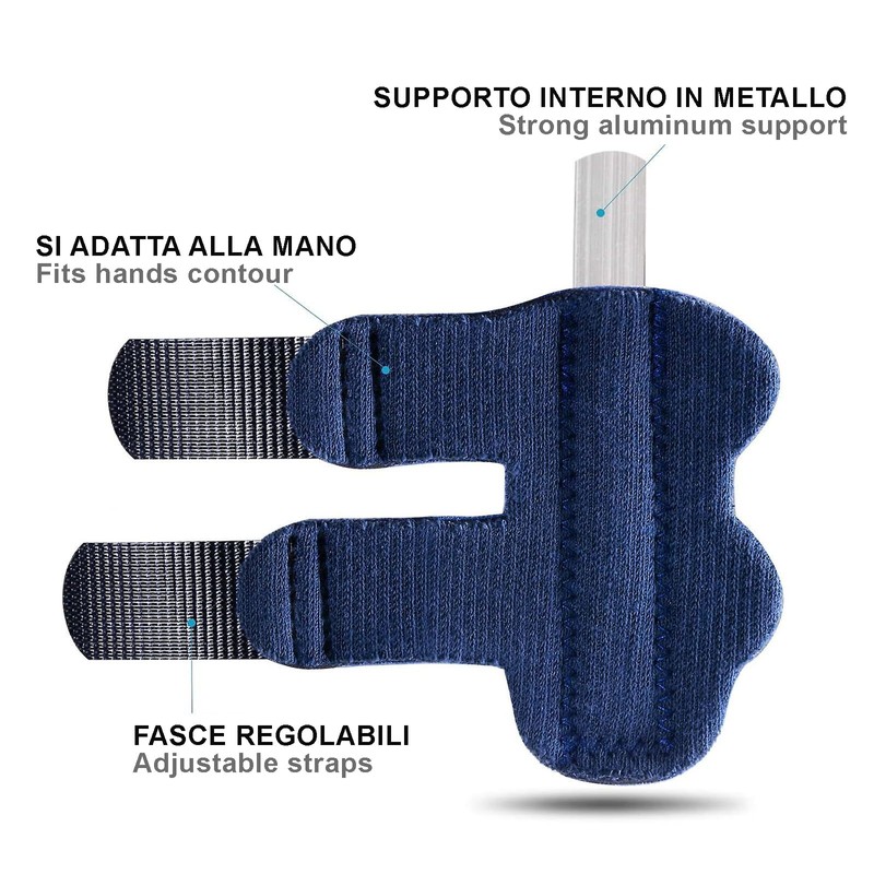 Longivia® Tutore Dito Regolabile Traspirante con inserto in metallo, Stecca