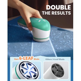 POPCHOSE Fabric Shaver, Lint Remover for Clothes, Electric Lint Shaver with 6-Leaf Blades, Sweater Shavers to Remove Pilling for Clothing, Couch, Furniture, Fuzz, Lint Ball, Bobbles, Spring Green