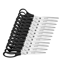Westcott E-31182 00 Office Scissors Stainless Steel Blades and Black Plastic Handle 21 CM, Pack of 12