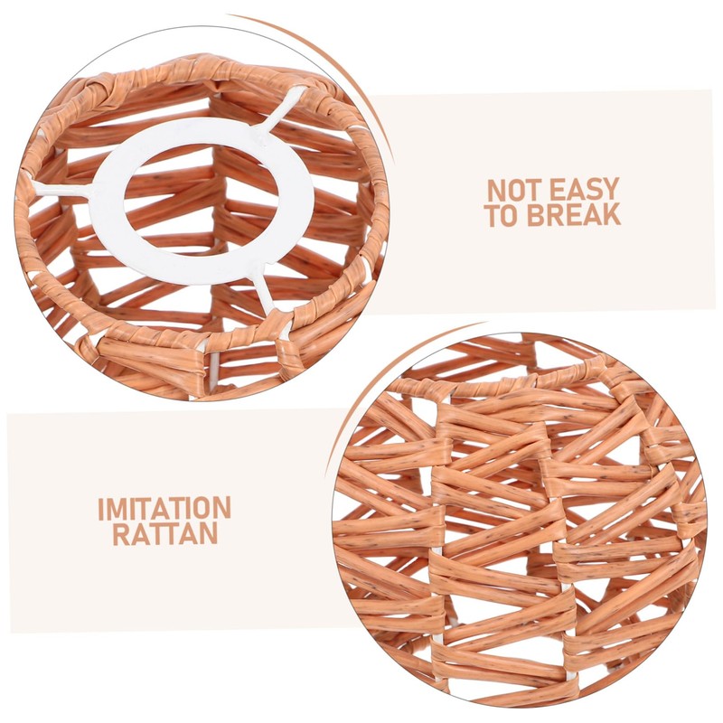 jojofuny Imitation Rattan Pendant Lampshade Replacement for Retro Lighting Easy