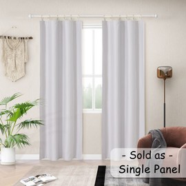 Melodieux Grayish White Room Darkening Curtain Liner for 84 Inch Long Curtains, 80% Light Blocking, Tab Top with 6 Rings, 40" W x 80" L, 1 Panel