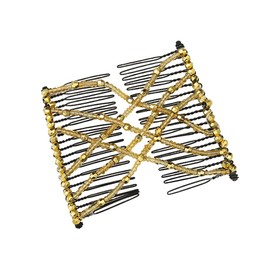 Ruihfas 2 PCS Elastic Magic Hair Side Combs Beaded Stretch Double Clips Bun Maker for Women Curly Thick Wavy Ponytail Hair Accessories