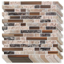 Art3d 10-Sheet Heavy-Duty Peel and Stick Backsplash, Waterproof Wall Tiles Stick on Kitchen Backsplash Living Space, Sandstone