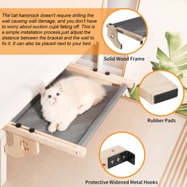 SweetBin Cat Window Perch – Wood Frame Hammock for Indoor Cats, Cat Window Hammock Seat for Relaxed Lounging, Holds Cats up to 20 lbs