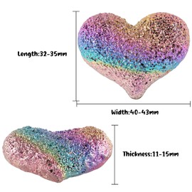 KYEYGWO Herz Regenbogen Wismut Stein Deko, Liebe Bismut Kristall Cluster Mineral Specimen Pocket Steine Wismuterz Rohstein Glücksstein Ornamente für Schmuckherstellung und DIY Craft