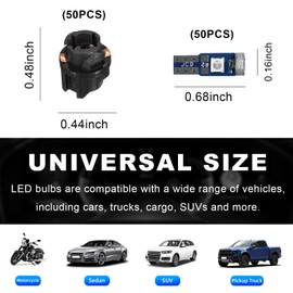 Augeny 50PCS T5 Led Lights for Car Dashboard, 3030-3SMD High Light Car LED Lights Bulb with Twist Socket, Auto Interior Led Bulb for Gauge Cluster Indicator Dashboard Panel Light (Warm White)