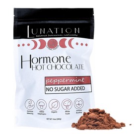 Lunation Hormone Hot Chocolate | Organic Cacao Powder and Supporting Adaptogens | Female Cycle Syncing Ingredients | Ashwagandha & Lion’s Mane Mushroom | Luteal Phase | 10 OZ | Pack of 1 (Peppermint)