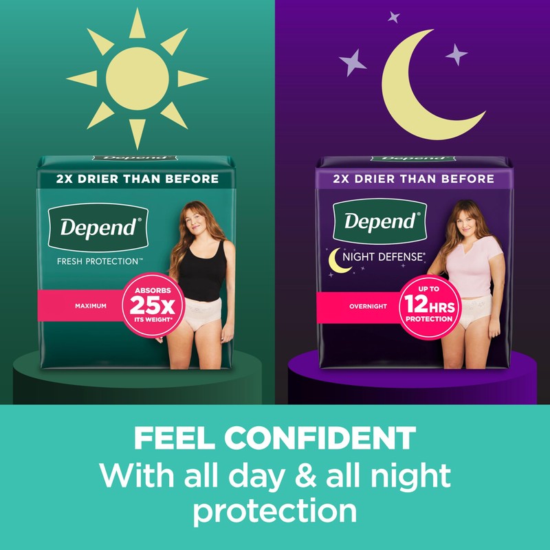 Depend Fresh Protection Adult Incontinence & Postpartum Bladder Leak Underwear