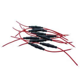 SQXBK 10PCS 6x30mm 16AWG Red and Black Wired Fuse Holder Inline Fuse Holder for Protecting Wires and Electrical Equipment