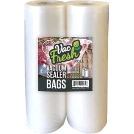 Vac Fresh Food Vacuum Sealer Rolls (2, 11" x 50')3.5mil Embossed Food Storage Bags, Vacuum Seal Bags for Meal Prep, Sous Vide Bags for Cooking (100 Feet)