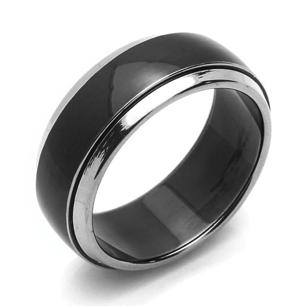 DoubleAccent 8MM Comfort Fit Titanium Wedding Band Two Tone Beveled