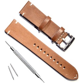 OliBoPo Handmade Vintage Replacement Leather Watch Strap/Watch Band (22mm, Minimalism Brown)