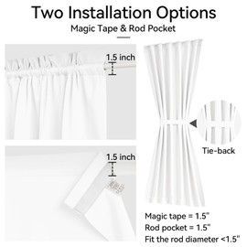 Vatge Front Door Sidelight Curtains with Velcro - 12x72 Door Window Covering, 50% Sunlight Blocking French Curtain, 1 Panel, W12 x L72, Pure White