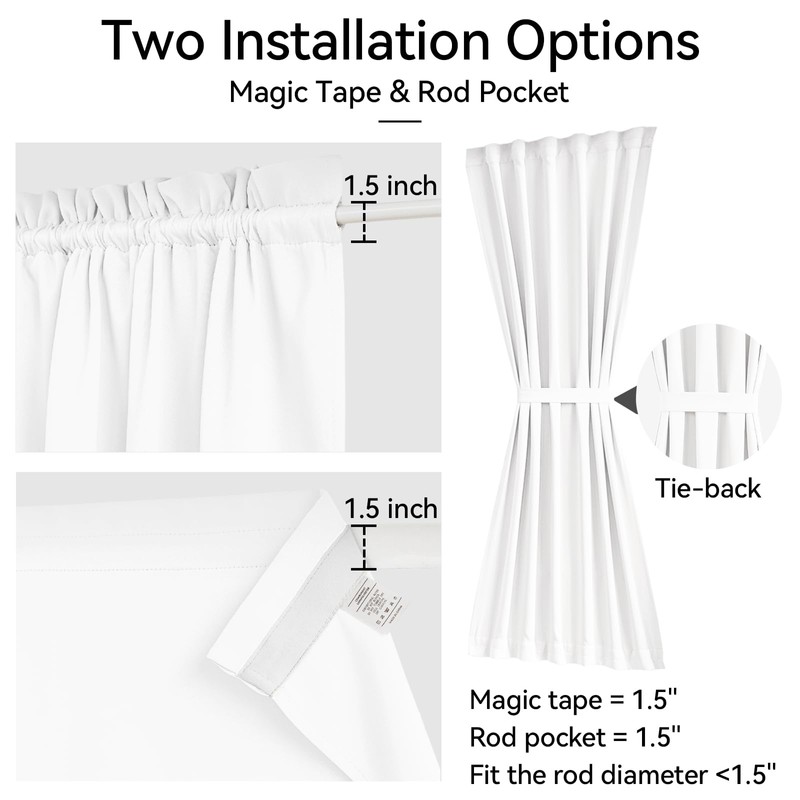 Vatge Front Door Sidelight Curtains with Velcro - 12x72 Door