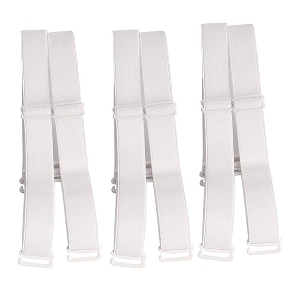 3 Pairs Bra Straps Elastic Adjustable Removable Multi-Size, White