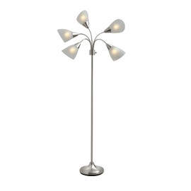 Adesso Floor Lamp with 5 Movable Shades & Adjustable Brightness – Perfect Lighting for Bedroom Decor, Beauty & Art Studio, Silver