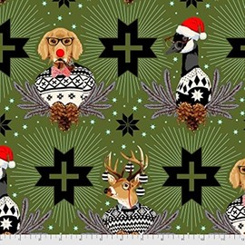 Free Spirit Holiday Homies Flannel FNTP001 Pine Fresh Buck, Buck, Goose bty