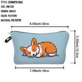 Livel lhood Cartoon Corgi Makeup Bag Cute Small Organizer Zipper Pouch Cartoon Corgi Cosmetic Bag Birthday Present for Dog Lovers Dog Mom Women Friends-1, hzj0777