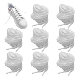 CVDYWDJIE 4 Pairs White Plush Shoelaces, Cute Sneaker Laces, Soft Shoelaces, Decorative Shoelaces, Shoelaces Replacement, Shoe Accessories, White