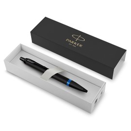 Parker IM Premium Ballpoint Pen | Matte Black with Marine Blue Ring | Black Ink | Gift Boxed