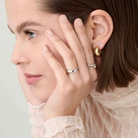 MILACOLATO 4mm Sterling Silver Rings for Women Men 18K White Gold Plated Plain Stackable Thumb Rings Tarnish Resistant Statement Wedding Band Ring Comfort Fit Size 6