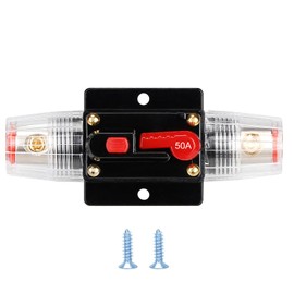 50 Amp Audio Circuit Breaker,NOWEIERTON,12V-48V DC Fuse Holder,20-300A Breaker Switch,Inline Circuit Breaker with Reset Button,for Automotive Marine Boat Audio System Current Overload Protection