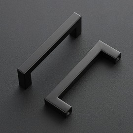 Ravinte 18 Pack 4 Inch Kitchen Square Cabinet Handles Matte Black Pulls Black Drawer Pulls Kitchen Cabinet Hardware for Cupboard Drawer Handles