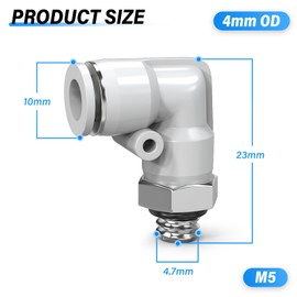TAILONZ PNEUMATIC Angle with Male Thread 4 mm x M5 Thread 90 Plug Fittings PL4-M5 (Pack of 10)