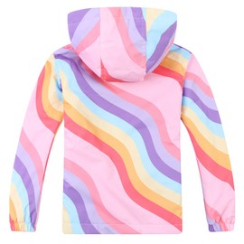 Jingle Bongala Kids Waterproof Rain Jackets Lightweight Raincoats Fleece & Knitted Lining Hooded Windbreaker for Boys Girls-Fleece-Colorful Stripes -160