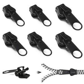 6PCS Zipper Repair Kit Universal Zip Puller Replacement Set for #3#5#8 Sizes Instant Zippers Rescue Fix for Jackets Luggage Backpacks Jeans, Easy Fix with No Tools Multipack (Black)
