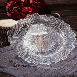 Tableclothsfactory 6 Pack 13" Round Clear Acrylic Reef Charger Plates Ruffled Rim Dinner Charger Plates For Weddings Events