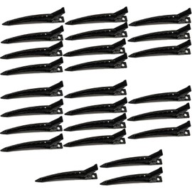 Flomiara Pin Curl Clips 25 Stück, schwarze Metall-Haarstyling-Clips zum Abteilen, Lockenverlängerungen & lange Haarspange, DIY Entenschnabel-Clip, Make-up, Hautpflege-Zubehör für Frauen und Mädchen
