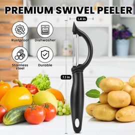 Vegetable and Fruit Peeler Set, Stainless Steel Y-Shaped Design, 2-Pack, Black Handle