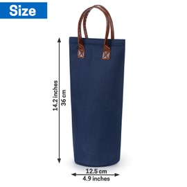 VISEMAN Single Bottle Wine Tote Bag Insulated, Wine Carrier Bag for One Bottle, Padded Wine Cooler Bag, Portable Wine Tote Bag for Wine Lovers Gift (Blue)