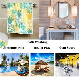 Retro Pineapple Hand Towels 16x30 in Tropical Fruit Pineapples Watercolor Bathroom Towel Soft Absorbent Small Bath Towel Kitchen Dish Guest Towel Home Bathroom Decorations