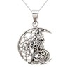 Treasure Bay 925 Sterling Silver Moon and Wolf Symbol Pendant