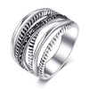 Shefashion Women's Vintage Oxidized Silver Crossover Statement Rings Wide Band