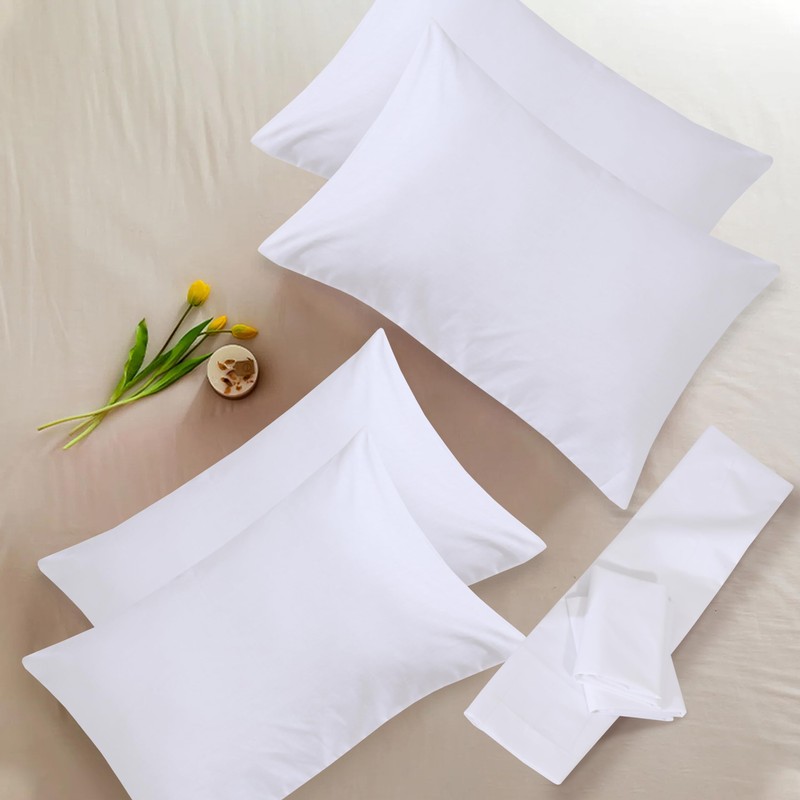 NAFAY LIVING White Pillow Cases 4 Pack Cotton 300 Thread