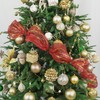 MEEDEE 10 Inch Mesh Ribbon Red and Gold Christmas Deco
