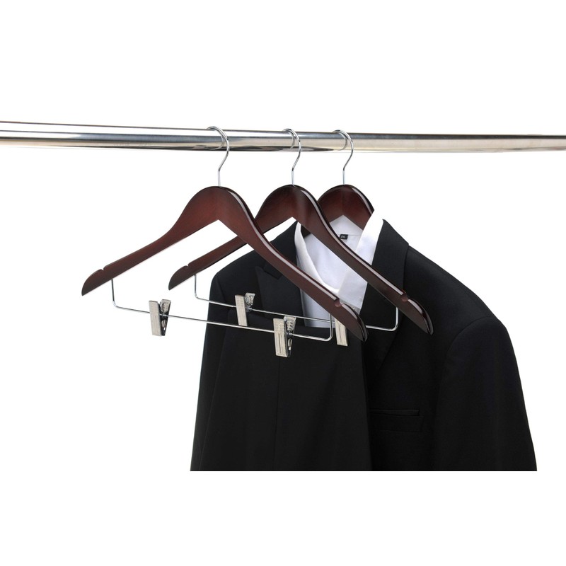 Quality Wooden Skirt Hangers with Clips Smooth Solid Wood Pants