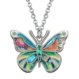 DOWAY Cute Butterfly Gifts Enamel Butterfly Chain Necklace Pendant for Girls Women Butterfly Jewellery Charms, enamel, No Gemstone