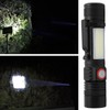 T6+COB Electric Torch Telescopic Zoom Powerful Flashlight Dual Light Sources