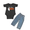 PandoraTees Short Sleeve Crew Neck Onesie & Denim Trouser -