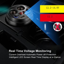 GOTOTOP Cargador de Teléfono para Automóvil de 120 W, Cargador de Automóvil Doble USB con Orificio para Encendedor de Cigarrillos, Monitoreo de Voltaje en Tiempo Real, TecnologíA de