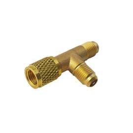 Quick Coupler Access Tee, 1/4 Inch SAE Valve Tee Adapter, Brass Refrigerant for R22 R12 R134 Gauge, Deep Vacuum Pump Manifold
