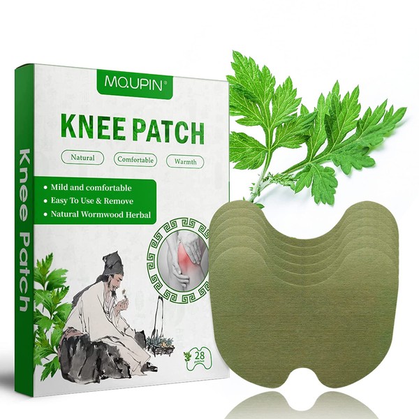 MQUPIN Knee Pain Relief Patch,28 Pcs Pain Relief Patches,Wormwood Pain Relief Patches for Knee, Back, Neck, Shoulder Inflammation and Muscle Soreness